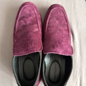 Men's Burgundy Suede Slip-On Loafers Hush Puppies
